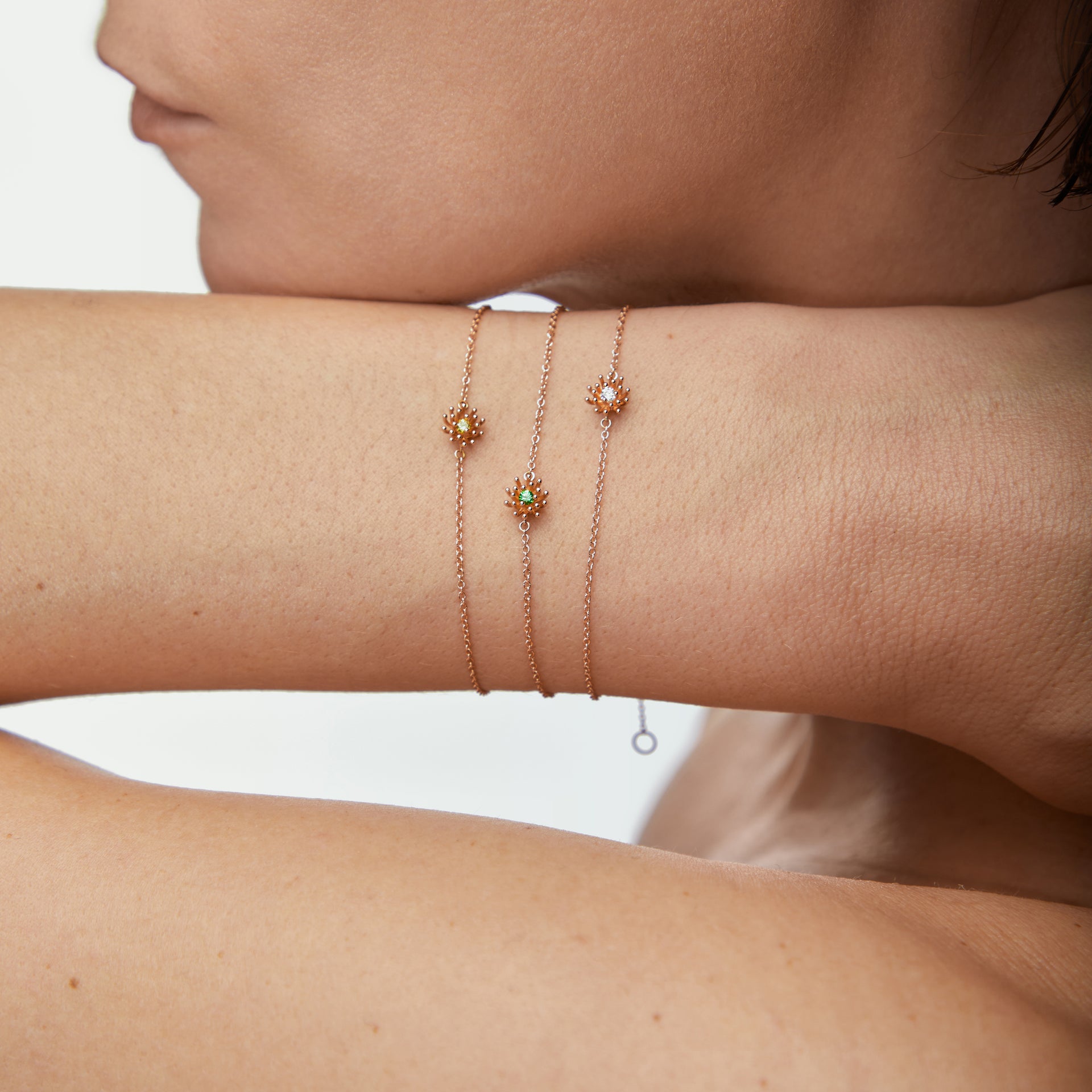 Gold diamond bracelet Petit Cactus Vert collection
