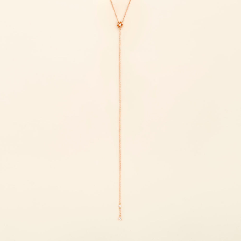Petit Cactus Y Necklace Diamond Pink Gold Mellerio