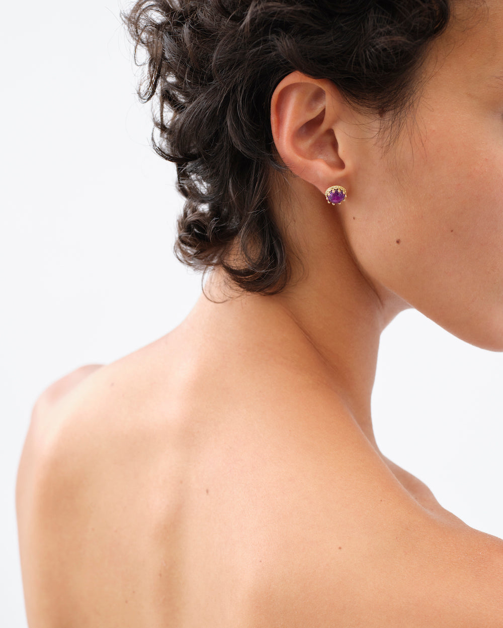 Boucle d'Oreille Mellerio Or Jaune et Amethyst Haute Joaillerie