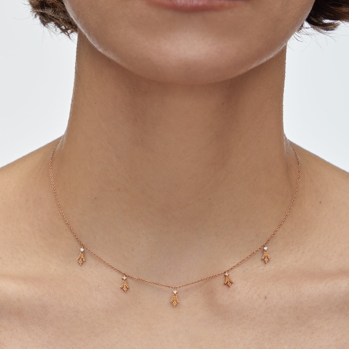 George Necklace Diamonds Pink Gold Mellerio