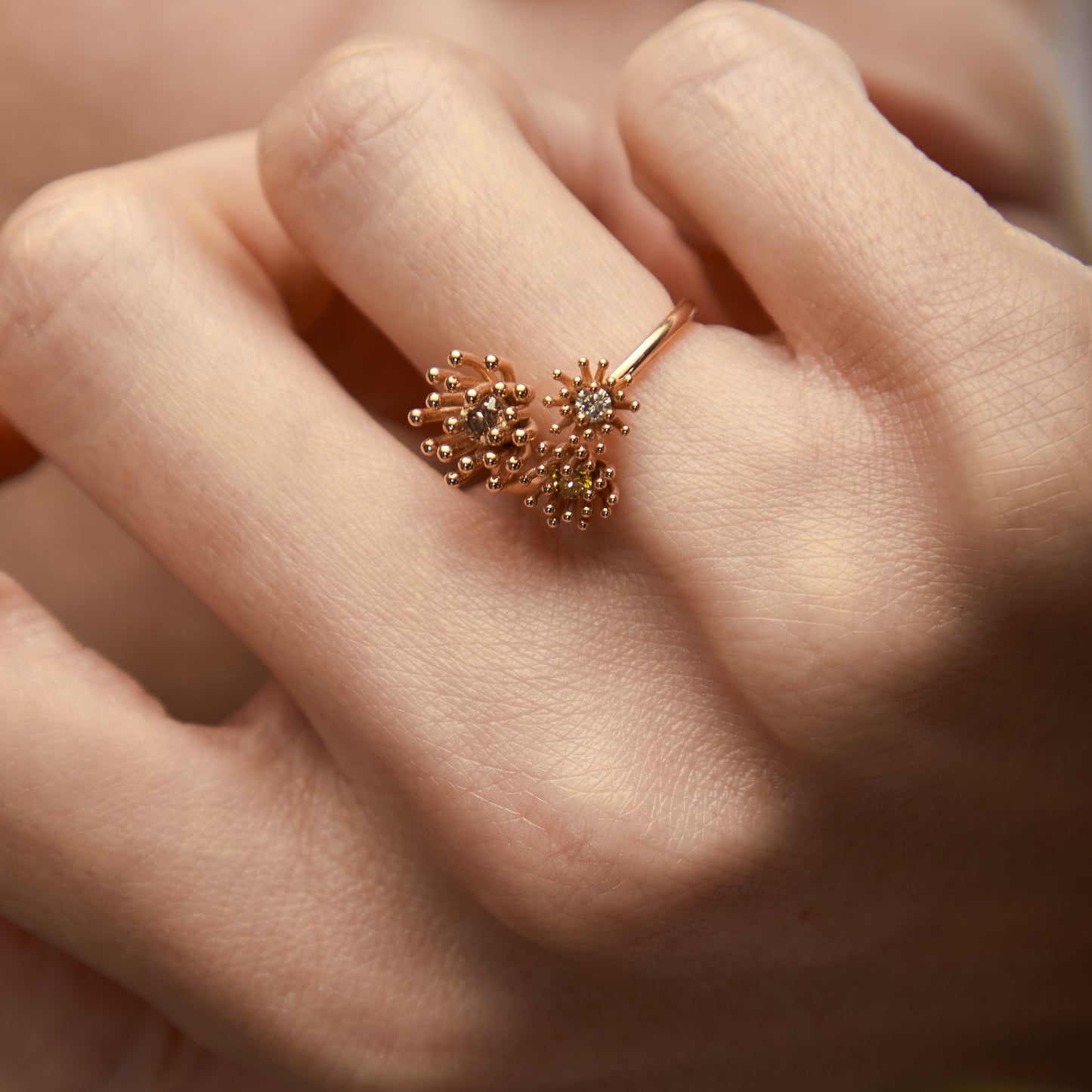 Cactus Vanille 3 Patterns ring Pink Gold