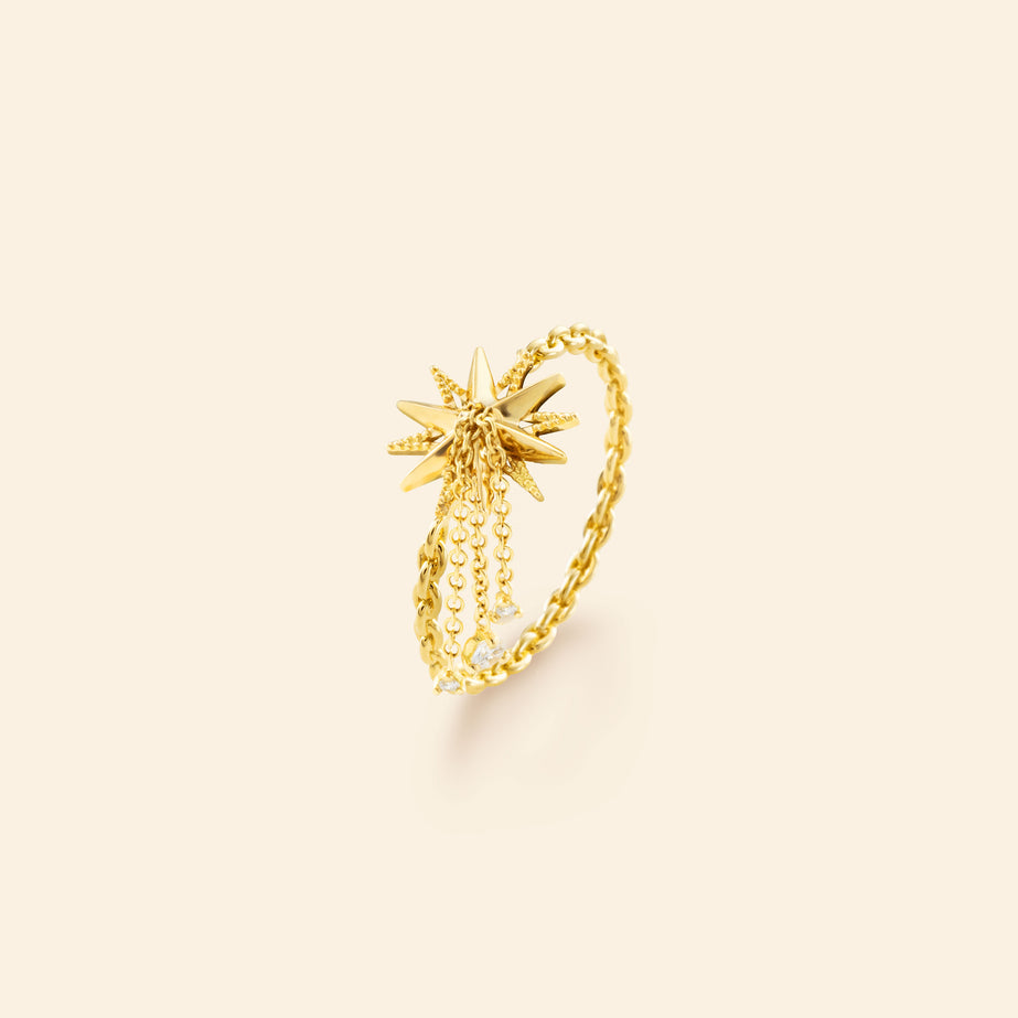 bague or jaune avec chaine joaillerie fine Mellerio