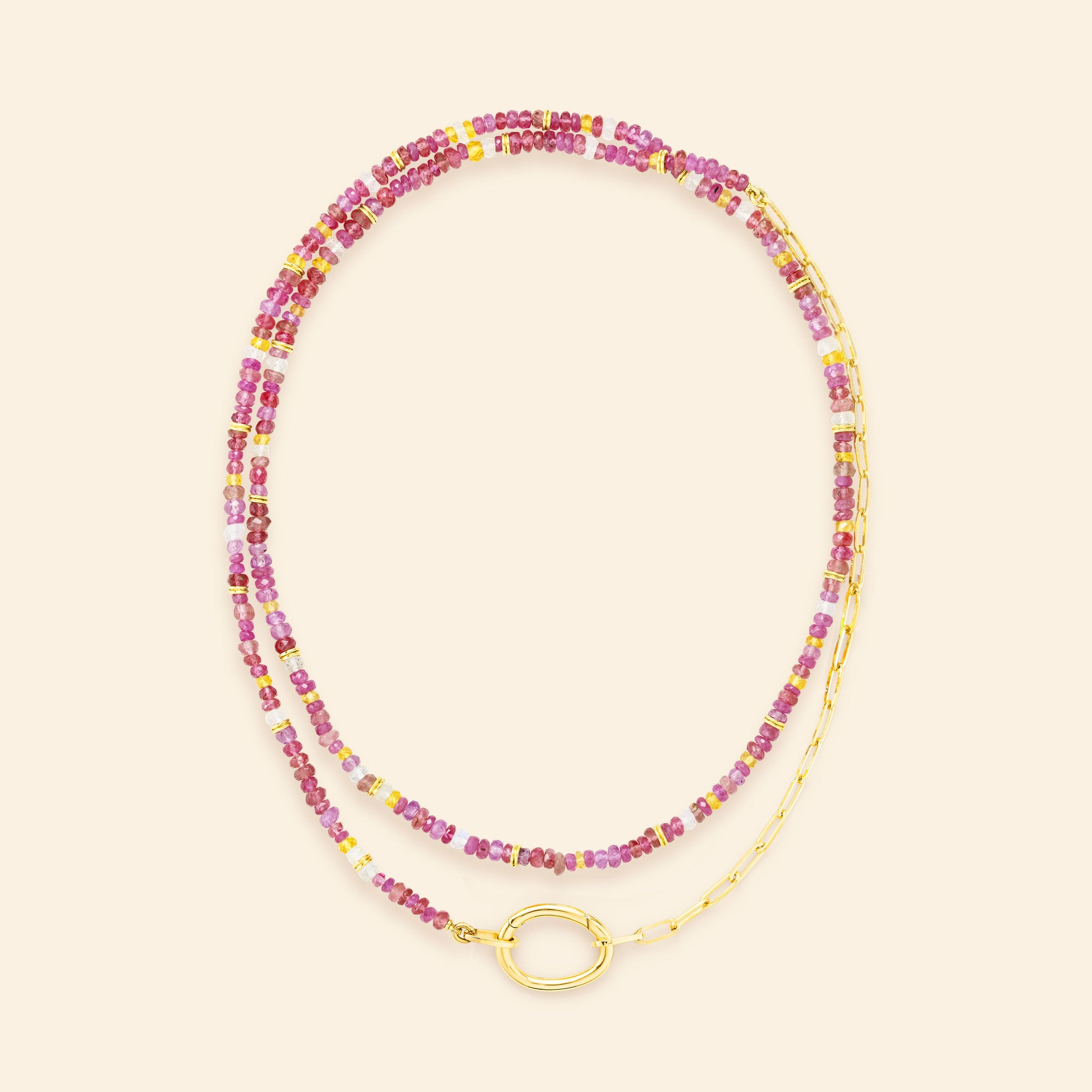 Collier en or jaune avec pierres roses Mellerio