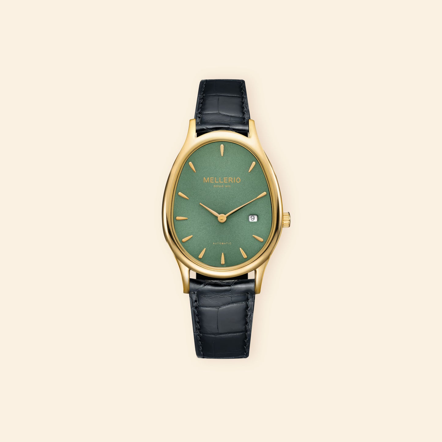 M Cut Watch - Yellow gold with Green Dial