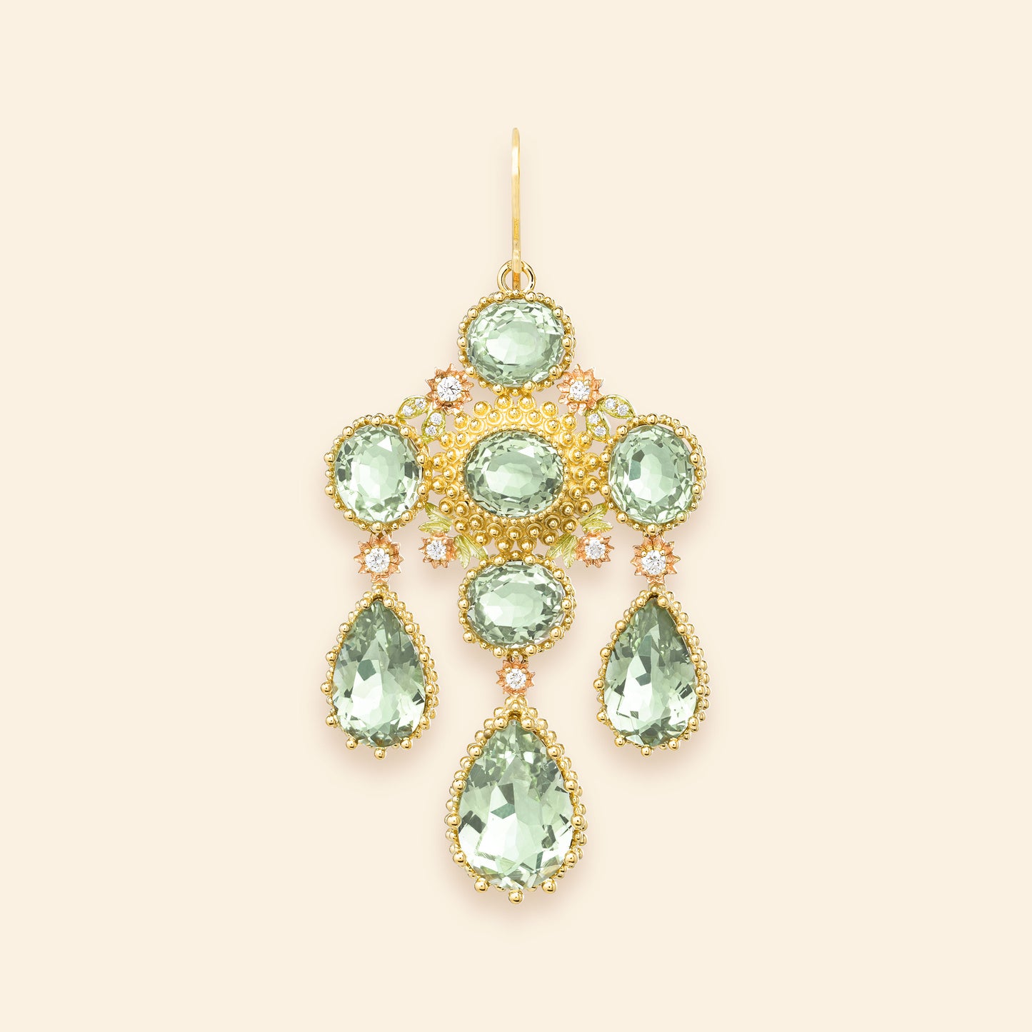 Pierreries Prasiolites Girandole Earring