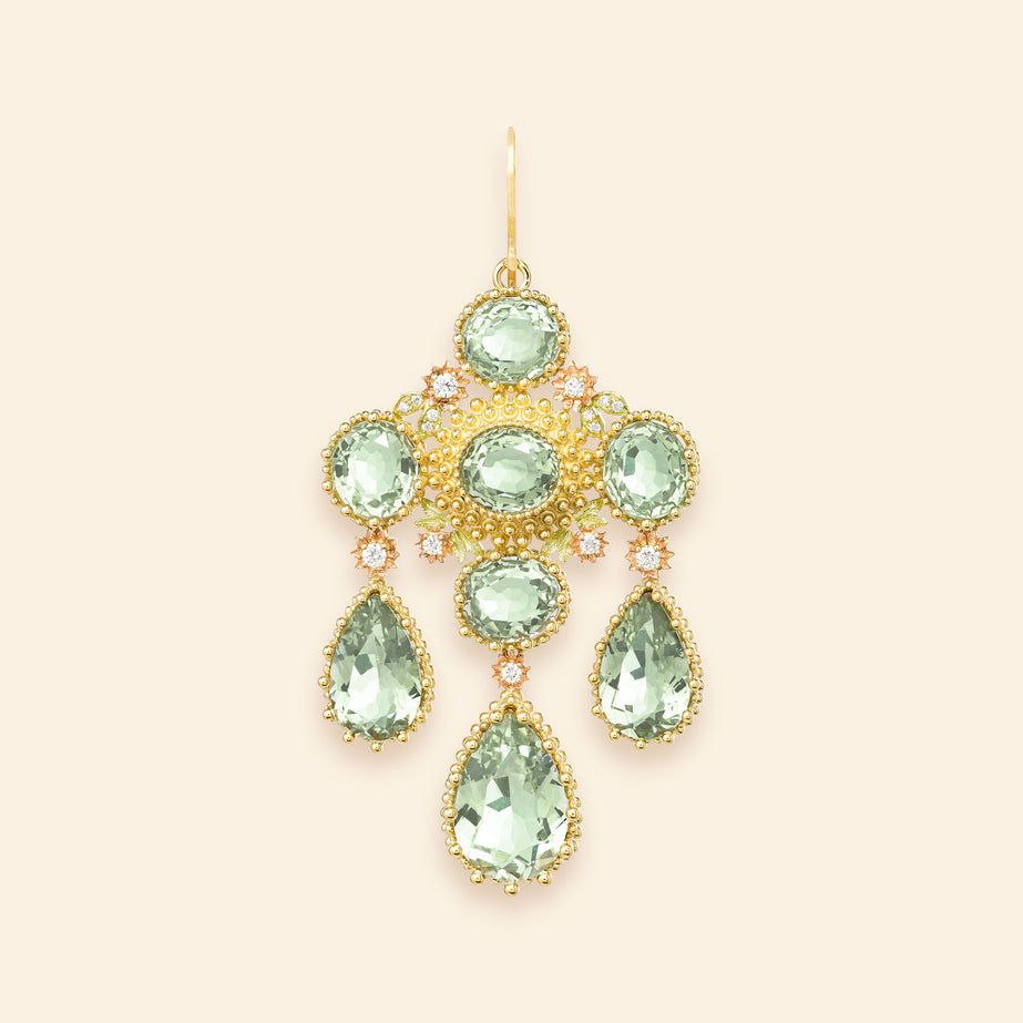 Pierreries Prasiolites Girandole Earring