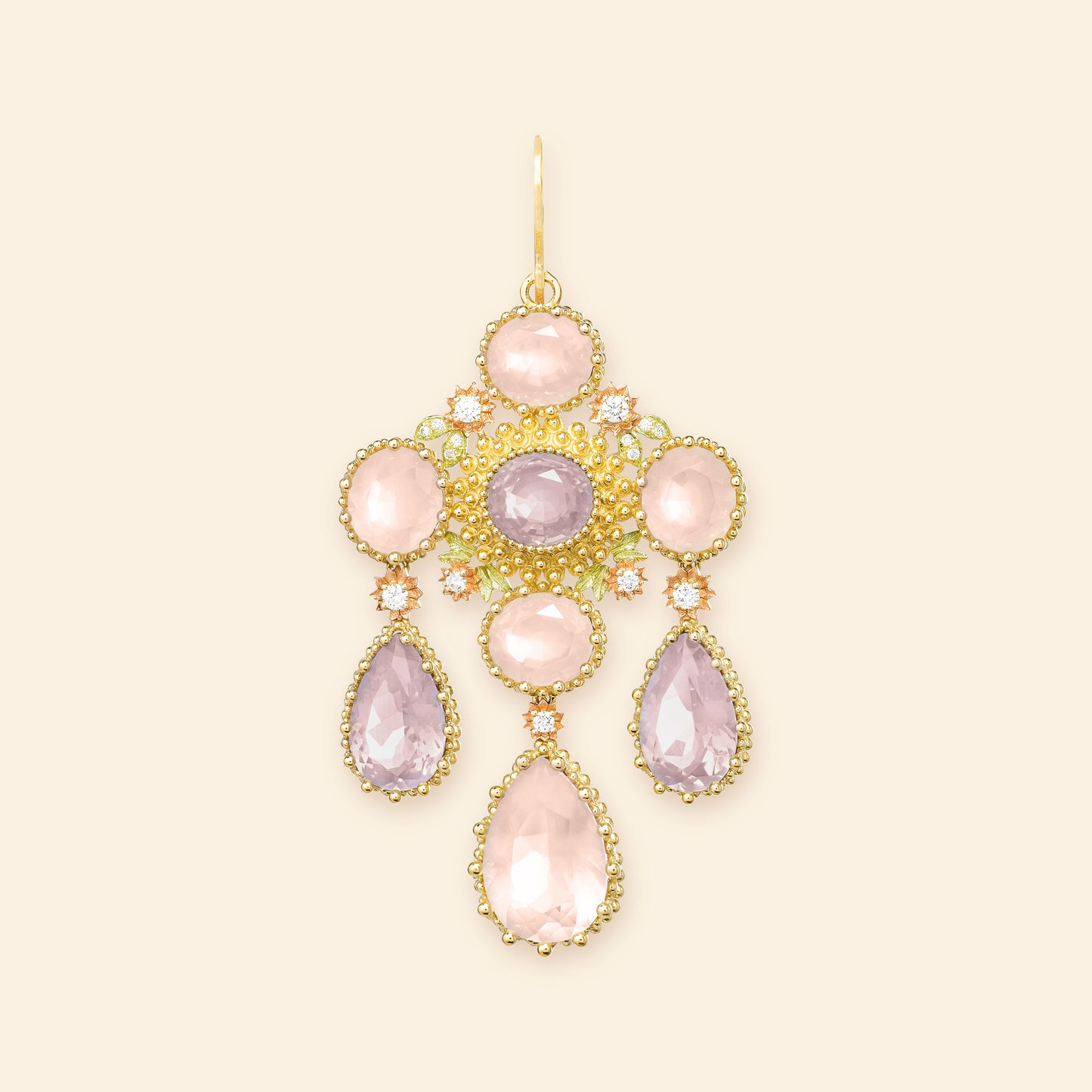 Pierreries Rose Girandole Earring