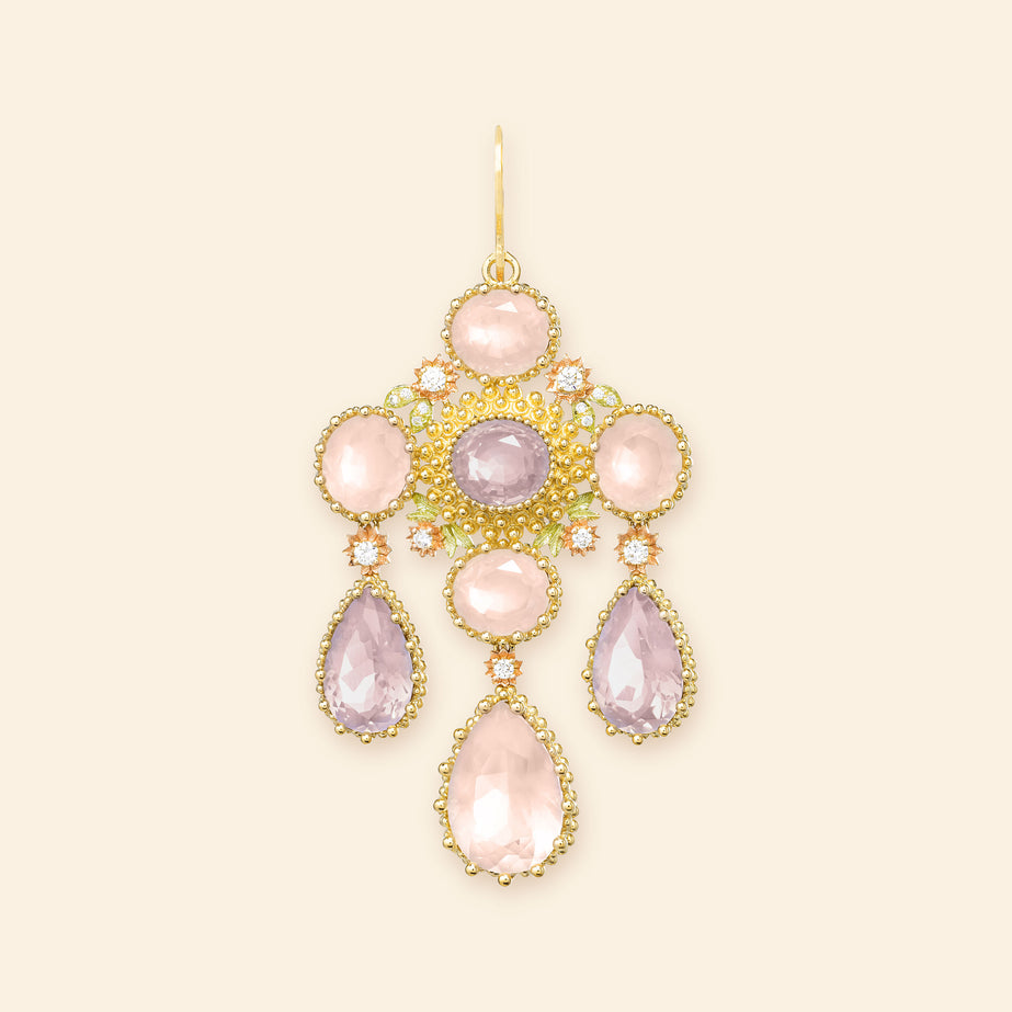 Pierreries Rose Girandole Earring