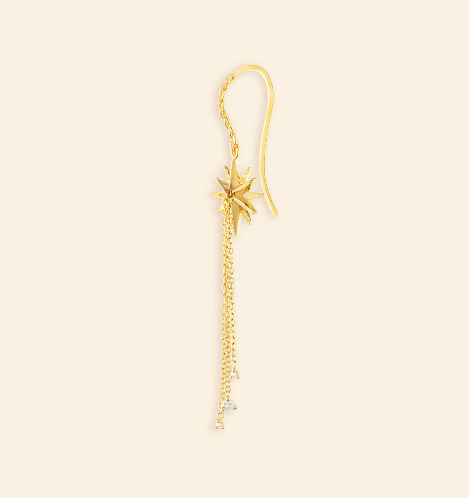 boucle d'oreille or jaune pendante avec diamant joaillerie fine Mellerio