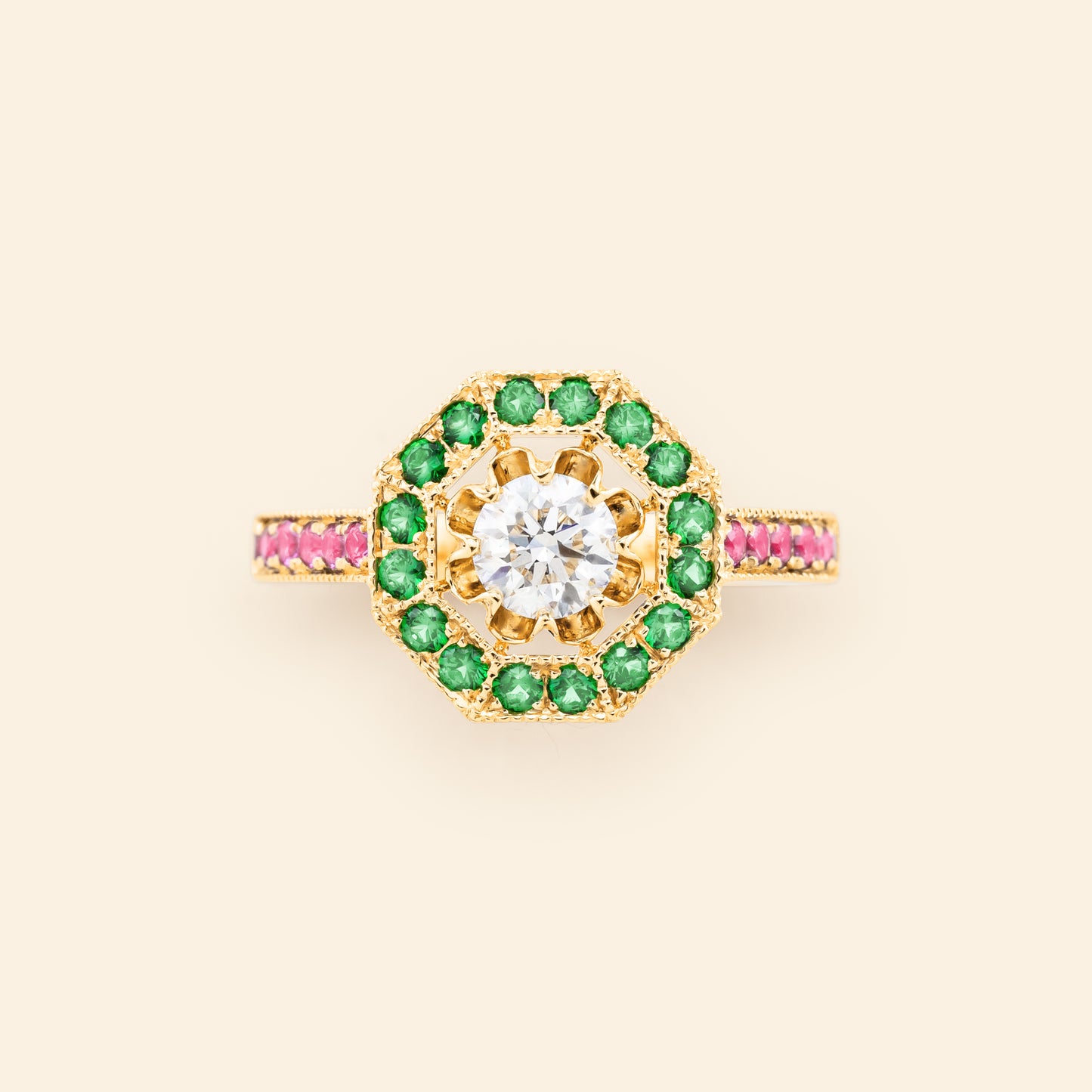 Diamond engagement ring yellow gold Maison Mellerio