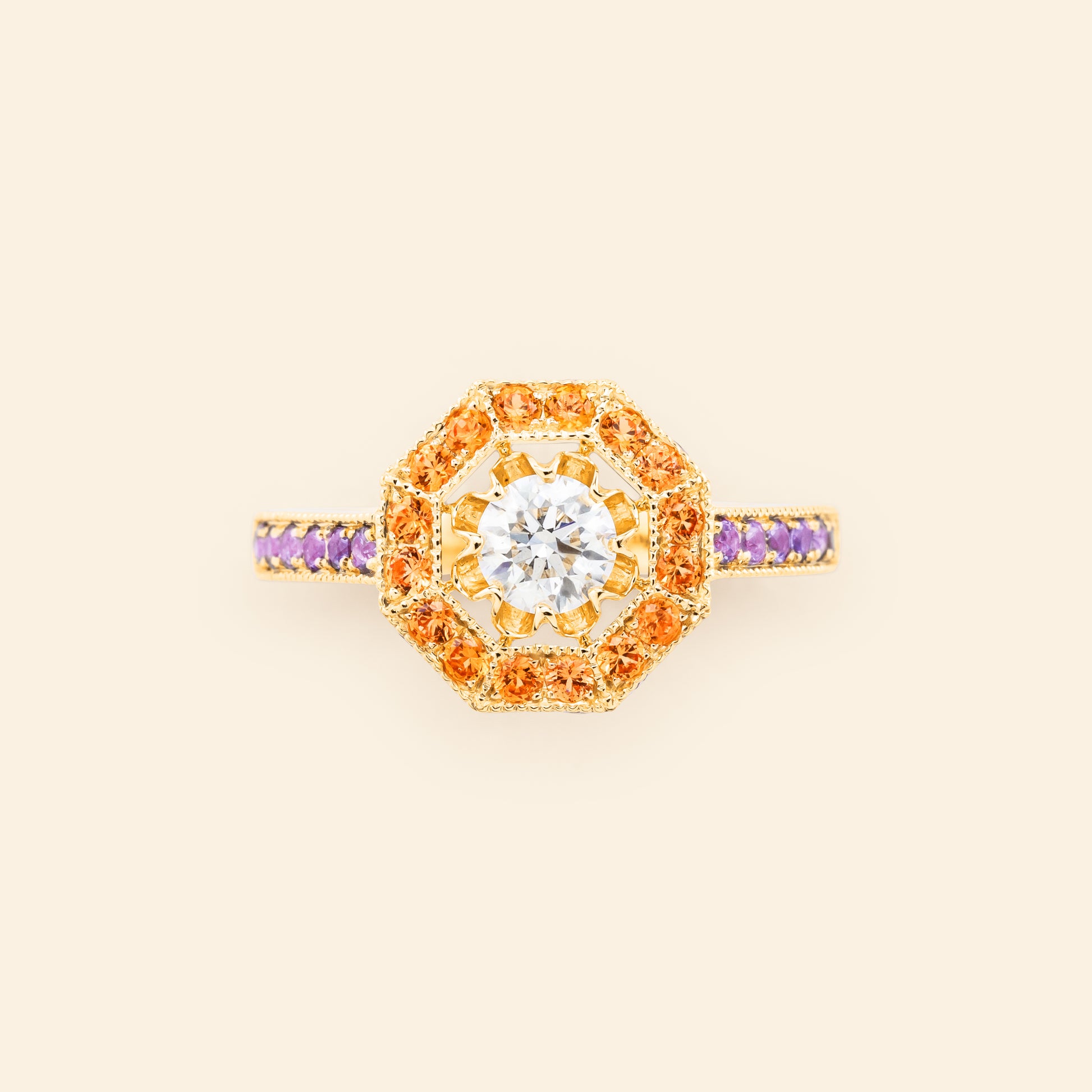 Diamond engagement ring yellow gold Maison Mellerio
