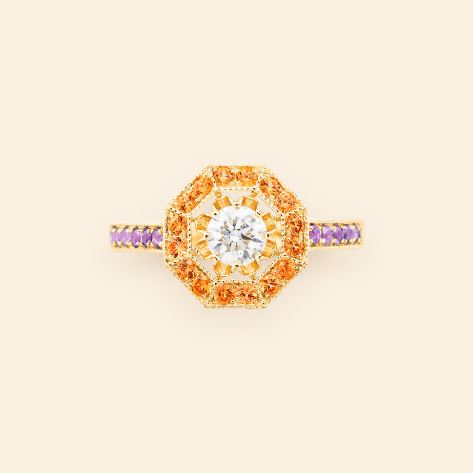 Diamond engagement ring yellow gold Maison Mellerio
