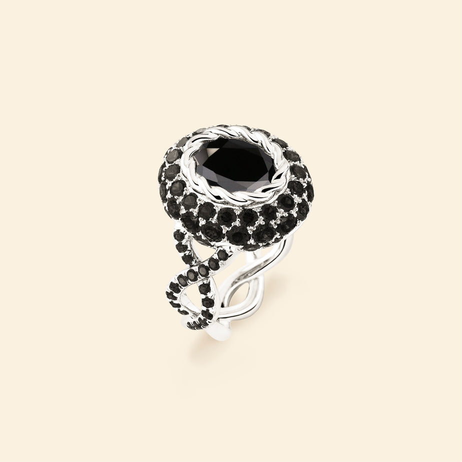 Bague or blanc diamant noir Mellerio