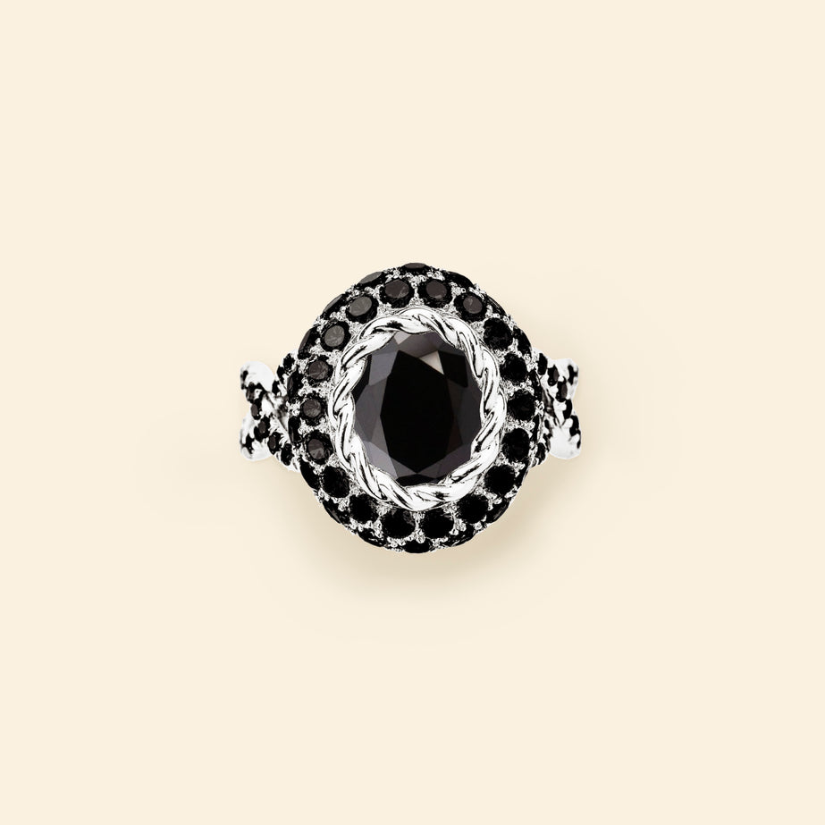 Bague or blanc diamant noir Mellerio