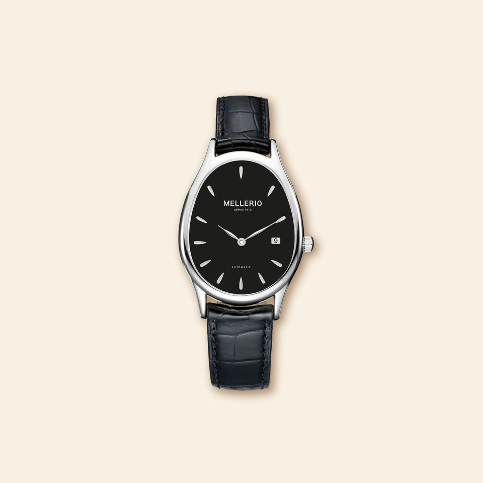 M Cut Watch - Steel with Black Dial