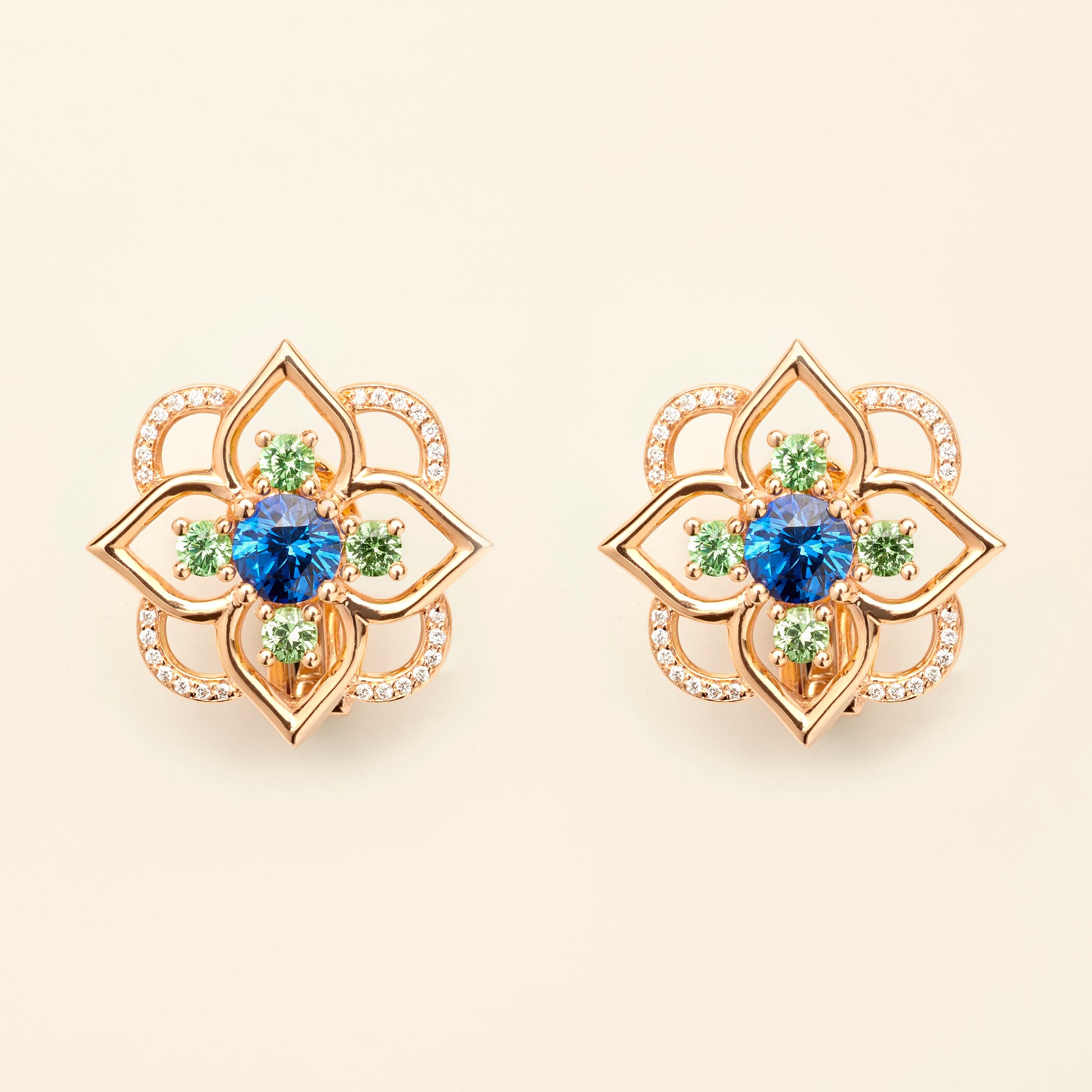 Giardino Sapphire Earrings Pink Gold Mellerio