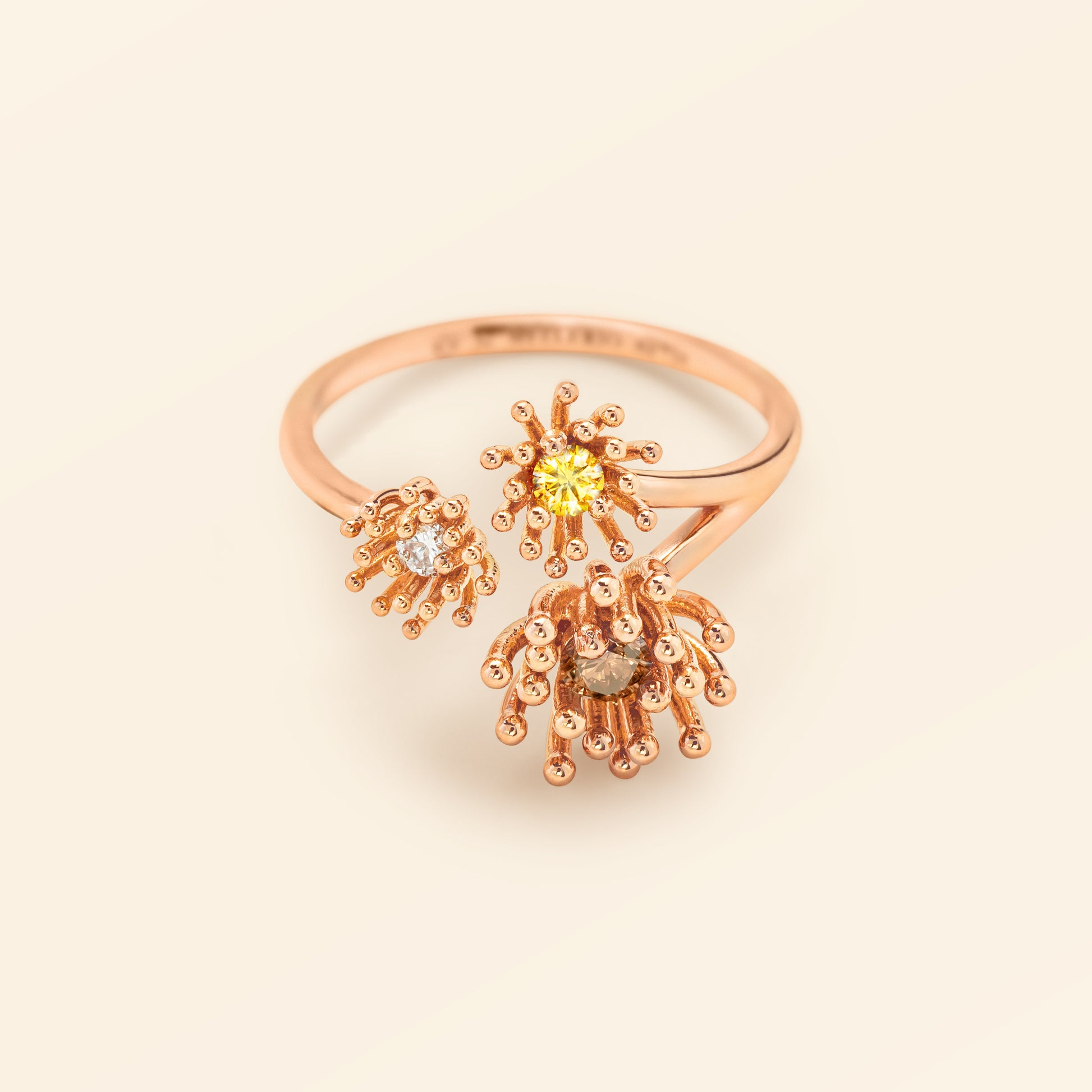 Cactus Vanille 3 Patterns ring Pink Gold