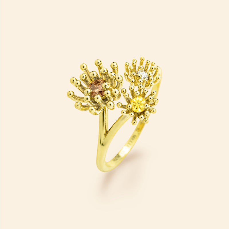 Le petit Cactus Vanille Ring 3 Patterns Diamond Green gold